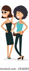 two young women vector illustration