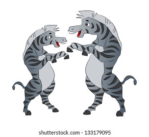 Two Zebras Dancing, vector illustration