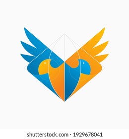 logotipo doble naranja y azul 