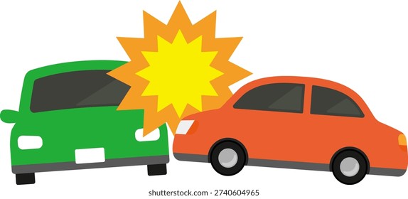 Two-car rear-end collision isolated vector illustration