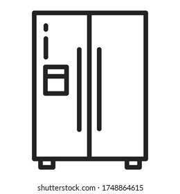 Two-chamber refrigerator black line icon. Kitchen appliance. Household equipment. Sign for web page, mobile app, banner.