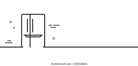 Two-chamber refrigerator line icon. Fridge sign. Freezer storage symbol. Minimal line illustration background. Refrigerator line icon pattern banner. White web template concept. Vector