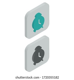 Two-color Alarm clock mark icons in isometric design for Presentation, website desaign, phone application, etc