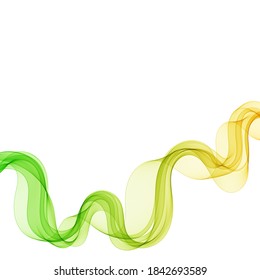 two-color bright wave. Vector abstract image. Yellow and green tones.