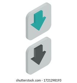 Two-color down icons in isometric design for graphic design, website design, mobile application, etc