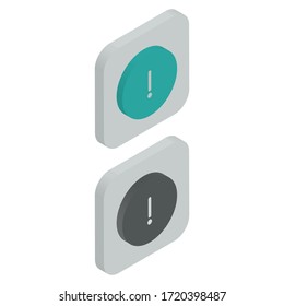 Two-color exclamation mark icons in isometric design for Presentation, website desaign, phone application, etc