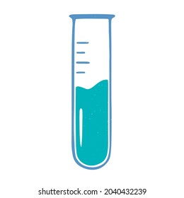 Two-color flask icon. Test tube with liquid. Vector flat hand drawn illustration