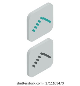 Two-color flat isometric icons from top view