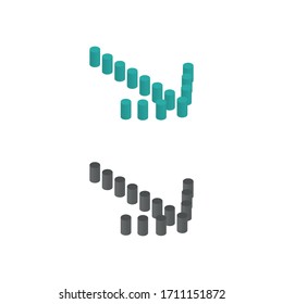 Two-color flat isometric icons from top view