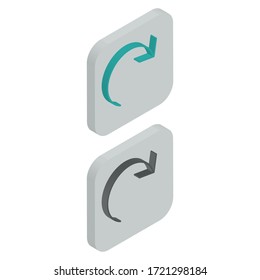 Two-color forward icons in isometric design for graphic design, website design, mobile application, etc