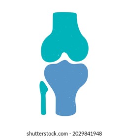 Two-color knee bones icon isolated on a white background. Vector flat hand drawn illustration