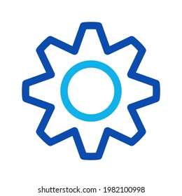 Ilustración vectorial de cog de línea de dos colores en un fondo blanco. Libre de regalías y totalmente editable.