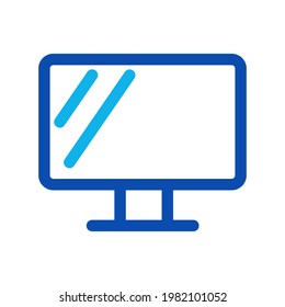 Two-color line computer monitor vector illustration on a white background. Royalty-free and fully editable.