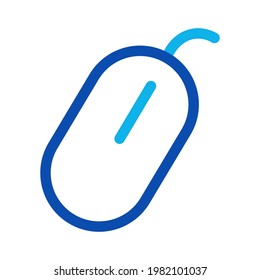 Two-color line computer mouse vector illustration on a white background. Royalty-free and fully editable.
