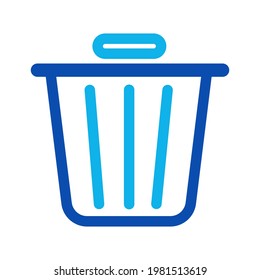 Two-color line garbage can vector illustration on a white background. Royalty-free and fully editable.