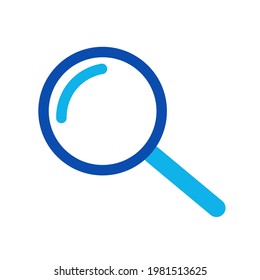 Two-color line magnifying glass vector illustration on a white background. Royalty-free and fully editable.