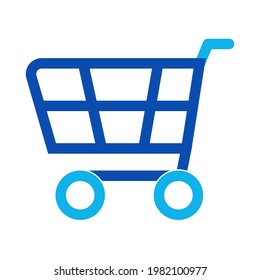 Two-color line shopping cart vector illustration on a white background. Royalty-free and fully editable.