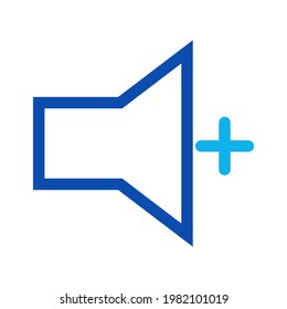 Two-color line speaker with a plus sign vector illustration on a white background. Royalty-free and fully editable.