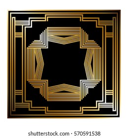 Two-color pattern with art deco frame