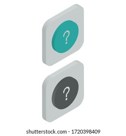 Two-color question mark icons in isometric design for Presentation, website desaign, phone application, etc