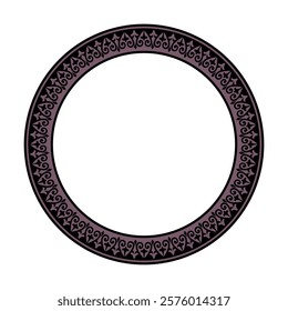 Two-color round Kazakh national ornament. The classic pattern of the peoples of the Great Steppe. The decoration of the yurt of the Mongols, Kyrgyz, Kazakhs, Kalmyks, Buryats. Islamic round frame 