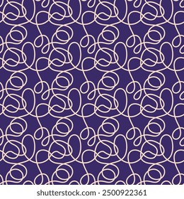 Two-color seamless pattern with intertwining and swirling lines. Vector illustration for print, fabric, cover, packaging, interior decor, blog decoration and other your projects.