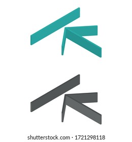 Two-color step backward icons in isometric design for graphic design, website design, mobile application, etc