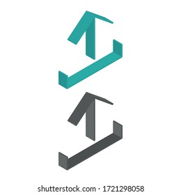 Two-color step upward icons in isometric design for graphic design, website design, mobile application, etc