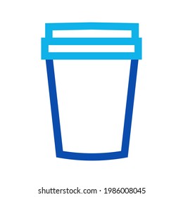 Two-color thin line coffee cup vector icon illustration on a white background.  Royalty-free and fully editable.