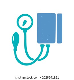 Two-color tonometer icon isolated on a white background. Vector flat hand drawn pictogram