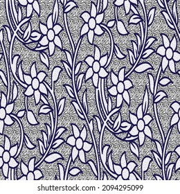 Two-color vector floral pattern. Design for wallpaper, wrapping paper, background, fabric. Vector seamless pattern with decorative climbing flowers.