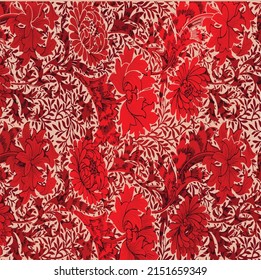 Two-color vector floral pattern. Design for wallpaper, wrapping paper, background, fabric. Vector seamless pattern with decorative climbing flowers.