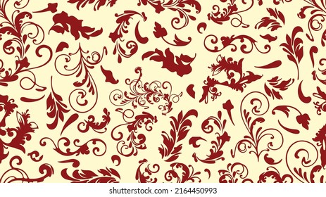 Two-color vector floral pattern. Design for wallpaper, wrapping paper, background, fabric. Vector seamless pattern with decorative climbing flowers.