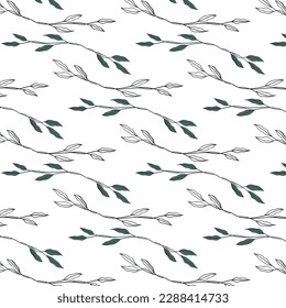 Two-color vector floral pattern. Design for wallpaper, wrapping paper, background, fabric. Vector seamless pattern with decorative climbing flowers.