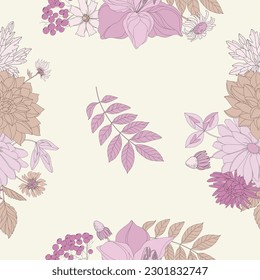 Two-color vector floral pattern. Design for wallpaper, wrapping paper, background, fabric. Vector seamless background with decorative climbing flowers.