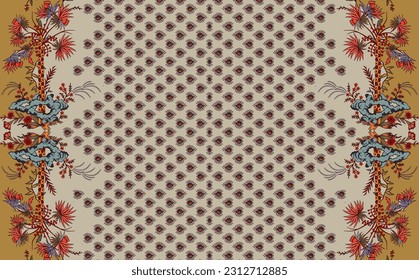 Two-color vector floral pattern. Design for wallpaper, wrapping paper, background, fabric. Vector seamless pattern with decorative climbing flowers.