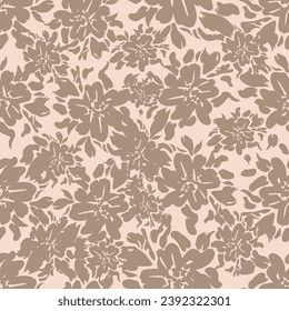 Two-color vector floral pattern. Design for wallpaper, wrapping paper, background, fabric. Vector seamless pattern 