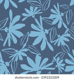 Two-color vector floral pattern. Design for wallpaper, wrapping paper, background