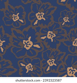Two-color vector floral pattern. Design for wallpaper, wrapping paper, background, fabric.