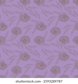 Two-color vector floral pattern. Design for wallpaper, wrapping paper, background, fabric. Vector seamless pattern with decorative climbing flowers.