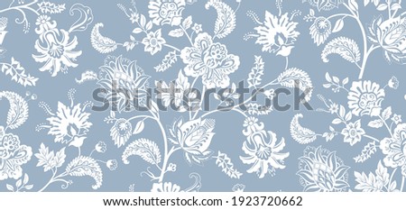 Two-color vector floral pattern. Design for wallpaper, wrapping paper, background, fabric. Vector seamless pattern with decorative climbing flowers.  Foto d'archivio © 