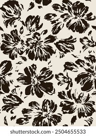 Two-color vector flower pattern. Design for wallpaper, wrapping paper, background, fabric. Vector seamless pattern with decorative climbing flowers.
