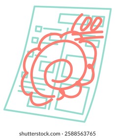 Two-color vector illustration of a simple 100-point test