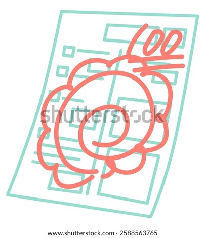 Two-color vector illustration of a simple 100-point test