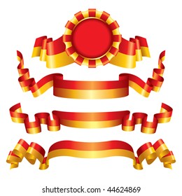 two-color vector seals and ornate banners