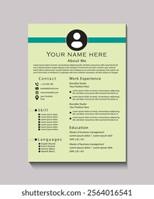 Two-Column Resume Template with Structured Layout