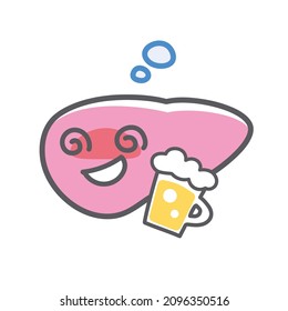 Two-day drunk liver simple and cute illustration