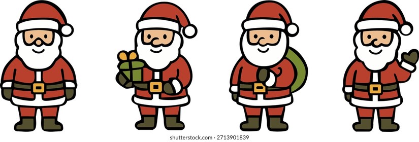 un paquete de ilustración bidimensional que contiene varias Santa Claus