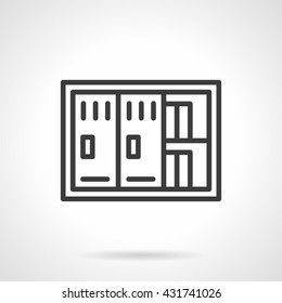 Two-door safe. Saving sensitive information and financial documents. Banking, management, office equipment. Line vector icon