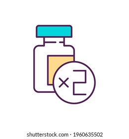 Two-dose vaccination RGB color icon. Pandemic control plans. Maximizing vaccine efficiency benefit. Achieving high level protection. Infectious diseases treatment. Isolated vector illustration